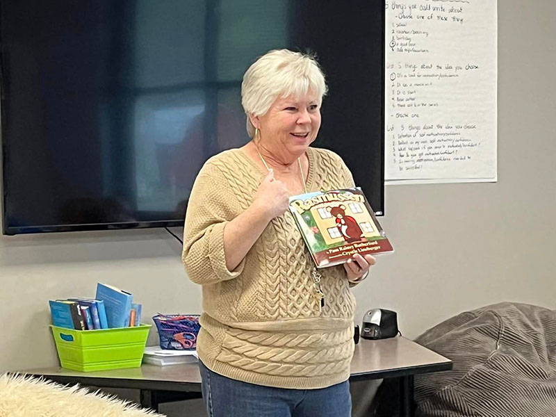Pam Rutherford read her book to students at Gray Stone Day School. (Contributed)